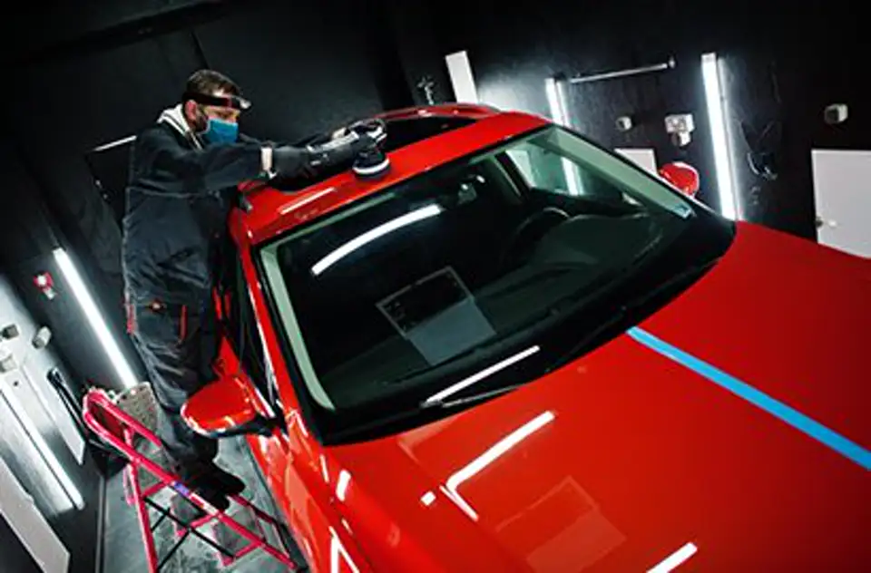 Ceramic coating being applied to a vehicle at LeWolf in Magnolia, Texas