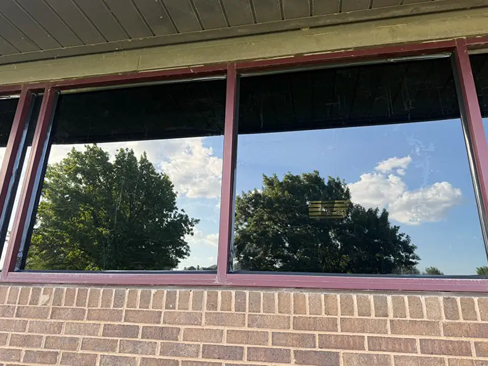 Privacy window film installed on a residential window in Magnolia, Texas